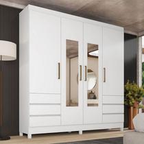 Guarda Roupa Casal Sofia 4 Portas Ambiente com Espelho Branco Brilho - Demobile