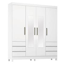 Guarda Roupa Casal Sofia 4 Portas com Espelho Branco Brilho - Demobile