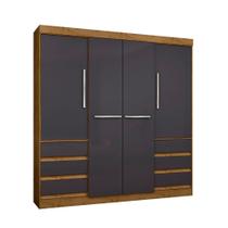 Guarda Roupa Casal Solteiro com 04 portas 6 gavetas madeira MDP Quarto Araplac Móveis Freijó Carbono Guarda Roupa Casal Solteiro com 04 portas 6 gavetas madeira MDP Quarto Araplac Móveis Freijó Carbono
