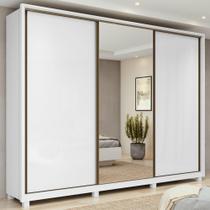 Guarda-Roupa Casal Spazio 270 Glass 3 portas 6 Gavetas Branco