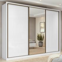 Guarda-Roupa Casal Spazio 270 Glass 3 portas 6 Gavetas Branco