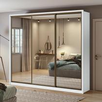 Guarda-Roupa Casal Spazio 270 Super Glass 3 portas 6 Gavetas Branco