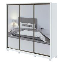 Guarda Roupa Casal Spazio com Espelho Super Glass 270 Branco Brilho e Pés - Lopas