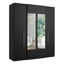 Guarda Roupa Casal Splendore Glass 4 Portas Preto Acetinado - Thb