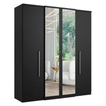 Guarda Roupa Casal Splendore Plus Glass 4 Portas Preto Acetinado - Thb
