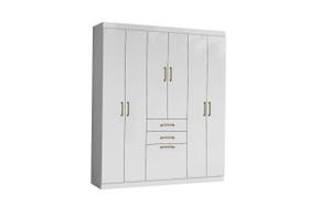 Guarda-roupa Casal Star Com 7 Portas 4 Prateleiras 2 Gavetas e Cabideiros Branco Aramóveis Móveis Leartam Guarda-roupa Casal Star Com 7 Portas 4 Prateleiras 2 Gavetas e Cabideiros Branco Aramóveis Móveis Leartam