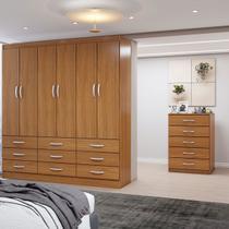 Guarda-Roupa Casal Stella 6 Portas 9 Gavetas com Cômoda 5 Gavetas Cinamomo - Panorama Móveis Guarda-Roupa Casal Stella 6 Portas 9 Gavetas com Cômoda 5 Gavetas Cinamomo - Panorama Móveis