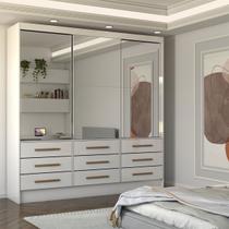 Guarda-Roupa Casal Taylor Premium 3 Portas 9 Gavetas com Espelho Branco - Panorama Móveis