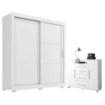 Guarda Roupa Casal Titanium com Cômoda Sapateira Versátil Branco-Zanzini Guarda Roupa Casal Titanium com Cômoda Sapateira Versátil Branco-Zanzini