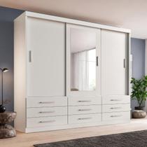 Guarda Roupa Casal Tonielque Capri 3 Portas Correr 9 Gavetas com Espelho