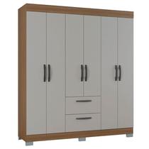 Guarda Roupa Casal Tóquio 6 Portas Castanho Off White - Poquema Guarda Roupa Casal Tóquio 6 Portas Castanho Off White - Poquema