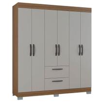 Guarda Roupa Casal Tóquio 6 Portas Castanho Off White - Poquema Guarda Roupa Casal Tóquio 6 Portas Castanho Off White - Poquema