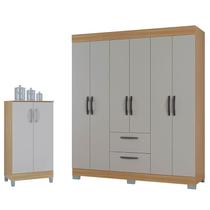 Guarda Roupa Casal Tóquio 6 Portas com Armário Multiuso 2 Portas Pequeno Damasco Off White - Poquema Guarda Roupa Casal Tóquio 6 Portas com Armário Multiuso 2 Portas Pequeno Damasco Off White - Poquema