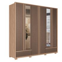 Guarda Roupa Casal Torino 6 Portas C/ Pes e Espelho Wood/Terracota Santos Andira