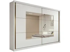 Guarda-Roupa Casal Toronto 2 Portas 6 Gavetas Com Espelho Branco