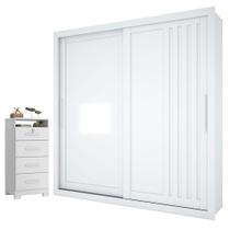 Guarda Roupa Casal Trianon 2 portas com Cômoda Primordial Max 4 gavetas Branco Absoluto Semi Fosco-Zanzini Guarda Roupa Casal Trianon 2 portas com Cômoda Primordial Max 4 gavetas Branco Absoluto Semi Fosco-Zanzini