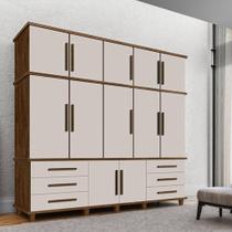 Guarda Roupa Casal Triplex 12 Portas 6 gavetas Londres Malbec Off White