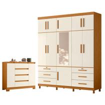 Guarda Roupa Casal Triton Plus 11 Portas Com Espelho e Cômoda Sapateira Atena Cinamomo Off White - Móveis Albatroz Guarda Roupa Casal Triton Plus 11 Portas Com Espelho e Cômoda Sapateira Atena Cinamomo Off White - Móveis Albatroz