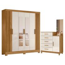 Guarda Roupa Casal Valença com Espelho e Cômoda Lisboa Freijó Off White Moval Guarda Roupa Casal Valença com Espelho e Cômoda Lisboa Freijó Off White Moval