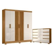 Guarda Roupa Casal Valença e Cômoda Georgia Freijó Off White Moval