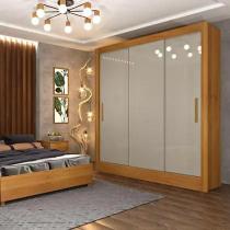 Guarda Roupa Casal Valência 3pt Cinamomo Off Mdp Móveis Tcil Cor Cinamomo Off white