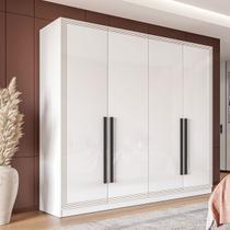 Guarda-Roupa Casal Valência 4 Portas 4 Gavetas Branco - Politorno