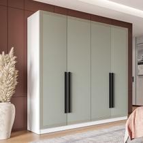 Guarda-Roupa Casal Valência 4 Portas 4 Gavetas Branco/Verde - Politorno