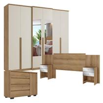 Guarda Roupa Casal Valência 6 Portas Glass Capuccino Off White com Cômoda com Porta Aurora e Cabeceira Formosa Glass Capuccino - THB Guarda Roupa Casal Valência 6 Portas Glass Capuccino Off White com Cômoda com Porta Aurora e Cabeceira Formosa Glass Capuccino - THB