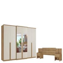 Guarda Roupa Casal Valência 6 Portas Glass Capuccino Off White E Cabeceira Com Mesas De Cabeceira Formosa Capuccino- Thb Guarda Roupa Casal Valência 6 Portas Glass Capuccino Off White E Cabeceira Com Mesas De Cabeceira Formosa Capuccino- Thb