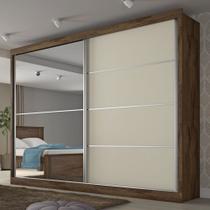 Guarda-Roupa Casal Verona 2 Portas 4 Gavetas 100% Mdf Com Espelho Brauna/Off White - Mademarques Guarda-Roupa Casal Verona 2 Portas 4 Gavetas 100% Mdf Com Espelho Brauna/Off White - Mademarques