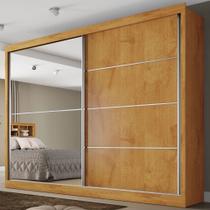 Guarda-Roupa Casal Verona 2 Portas 4 Gavetas 100% Mdf Com Espelho Peroba/Off White - Mademarques