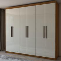 Guarda-Roupa Casal Versalhes 6 Portas 4 Gavetas Cinamomo/Off White - Panorama Móveis