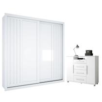 Guarda Roupa Casal Versalles Branco Absoluto 2 portas e Cômoda Sapateira Versátil 4 gavetas Branco-Zanzini Guarda Roupa Casal Versalles Branco Absoluto 2 portas e Cômoda Sapateira Versátil 4 gavetas Branco-Zanzini