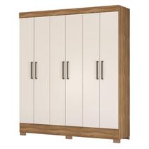 Guarda Roupa Casal Verso 6 Portas Amêndola/Off White - Demóbile