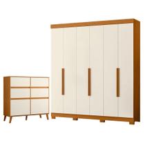 Guarda Roupa Casal Vinci 06 Portas e Cômoda Sapateira Dora Cinamomo Off White - Móveis Albatroz Guarda Roupa Casal Vinci 06 Portas e Cômoda Sapateira Dora Cinamomo Off White - Móveis Albatroz