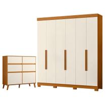 Guarda Roupa Casal Vinci 6 Portas Basculantes 3 Gavetas MDP Cômoda Sapateira Dora Cinamomo Off White Guarda Roupa Casal Vinci 6 Portas Basculantes 3 Gavetas MDP Cômoda Sapateira Dora Cinamomo Off White