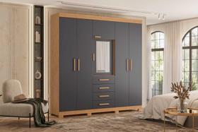Guarda Roupa Casal Virtus 6 Portas e 4 Gavetas - Freijó Titanium - Albatroz Guarda Roupa Casal Virtus 6 Portas e 4 Gavetas - Freijó Titanium - Albatroz
