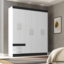 Guarda Roupa Casal Vitória 6 Portas Branco/Preto - Bela Móveis