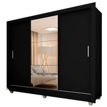 Guarda Roupa Casal Vivian 3 Portas Esp Maior Preto Fosco Guarda Roupa Casal Vivian 3 Portas Esp Maior Preto Fosco