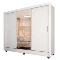 Guarda Roupa Casal Vivian 3 Portas Espelho Maior Branco