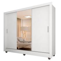 Guarda Roupa Casal Vivian 3 Portas Espelho Maior Branco - A Móveis Arapongas