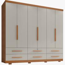 Guarda Roupa Casal Zanzini Maximus Plus 6 portas 6 gavetas com pés Cinamomo Areia