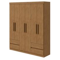 Guarda-Roupa Casal Zeus 6 portas 4 gavetas Amêndoa Clean