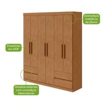 Guarda Roupa Casal Zeus 6 Portas 4 Gavetas Branco MDP Móveis Lopas