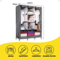 Guarda-Roupa Cinza - Organizador de Roupas e Snel Home
