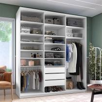 Guarda-Roupa Closet 100% MDF 3 Gavetas Branco 209 cm Guarda-Roupa Closet 100% MDF 3 Gavetas Branco 209 cm
