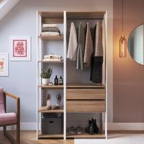 Guarda Roupa Closet 2 Peças com 1 Cabideiros 2 Gavetas e 6 Nichos Easy Bege/Branco/Montana Guarda Roupa Closet 2 Peças com 1 Cabideiros 2 Gavetas e 6 Nichos Easy Bege/Branco/Montana