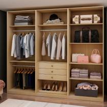 Guarda Roupa Closet 240 cm 3 Gavetas e Cabideiros 100% MDF