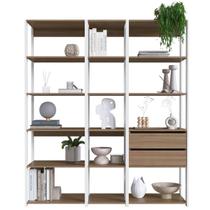 Guarda Roupa Closet 3 Módulos Nicho E Gaveta Branco e Montana Easy Prodecor Estante Multiuso Guarda Roupa Closet 3 Módulos Nicho E Gaveta Branco e Montana Easy Prodecor Estante Multiuso