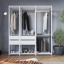 Guarda Roupa Closet 3 Peças com 3 Cabideiros 4 Gavetas 2 Nichos Easy